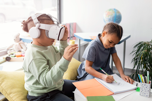Students using technology for learning