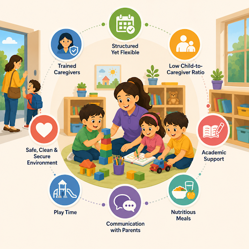 Children learning through play in a safe and nurturing daycare setting