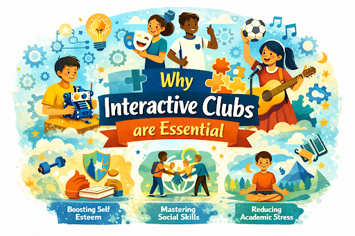 Students engaged in interactive school clubs