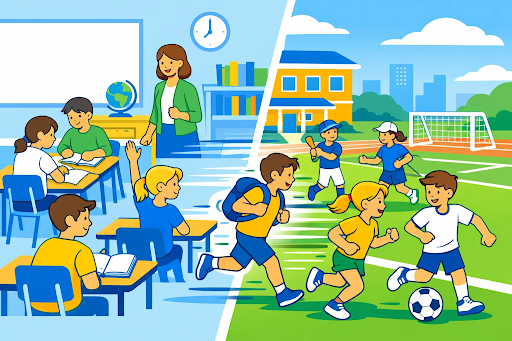 Classroom Learning Meets Playfield Action