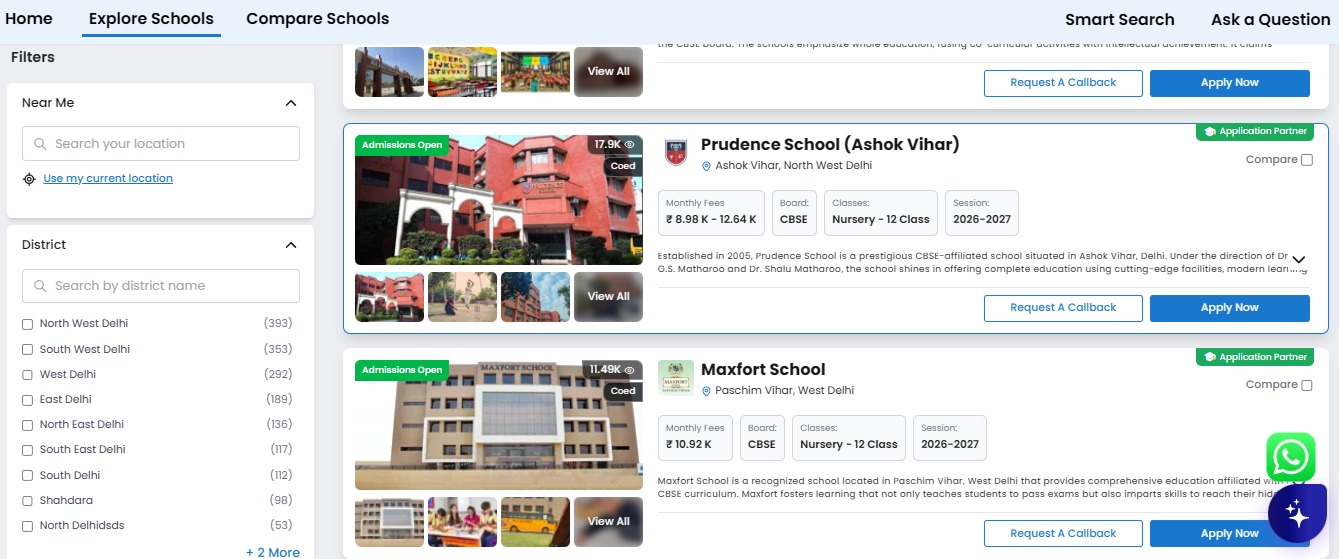 Explore Schools on ezyschooling.com