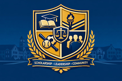 School emblem symbolizing scholarship, leadership, and community values