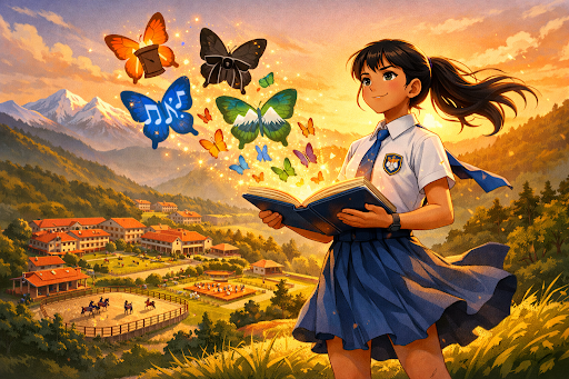 Girl learning beyond books with creativity and imagination