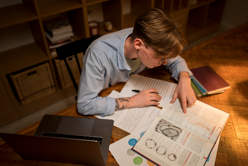 Student studying at a desk