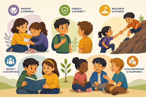 Students learning empathy, kindness, respect and resilience through character education