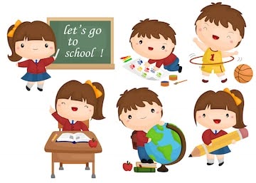 6 kids with each shown doing different activities.