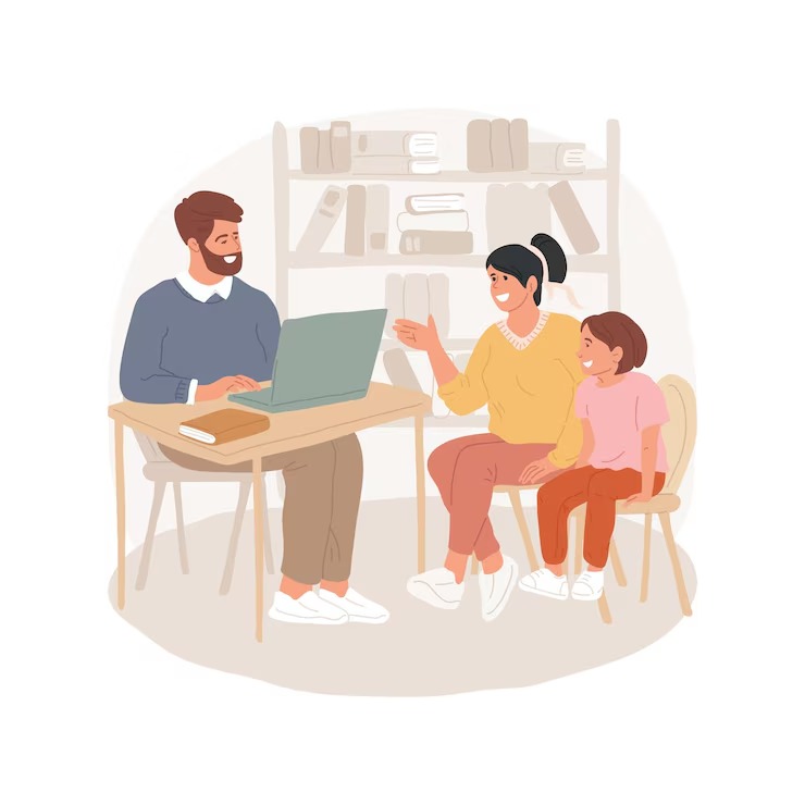 Parent discussing about child with teacher