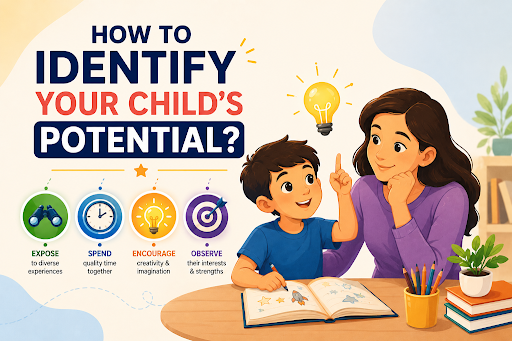 Parent helping a child discover hidden potential and strengths