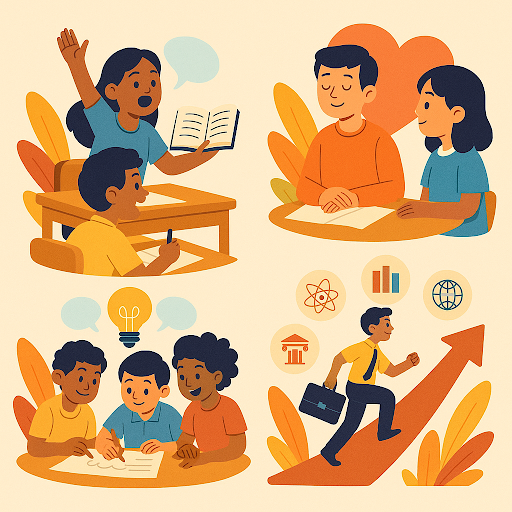 Teacher teaching students in different ways