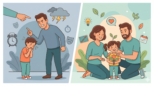 Comparison of harsh parenting and positive parenting approaches