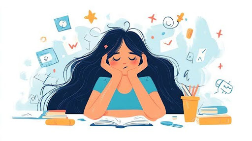 a studtent sad while studying