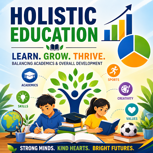Holistic education balancing academics, skills, values and overall student growth