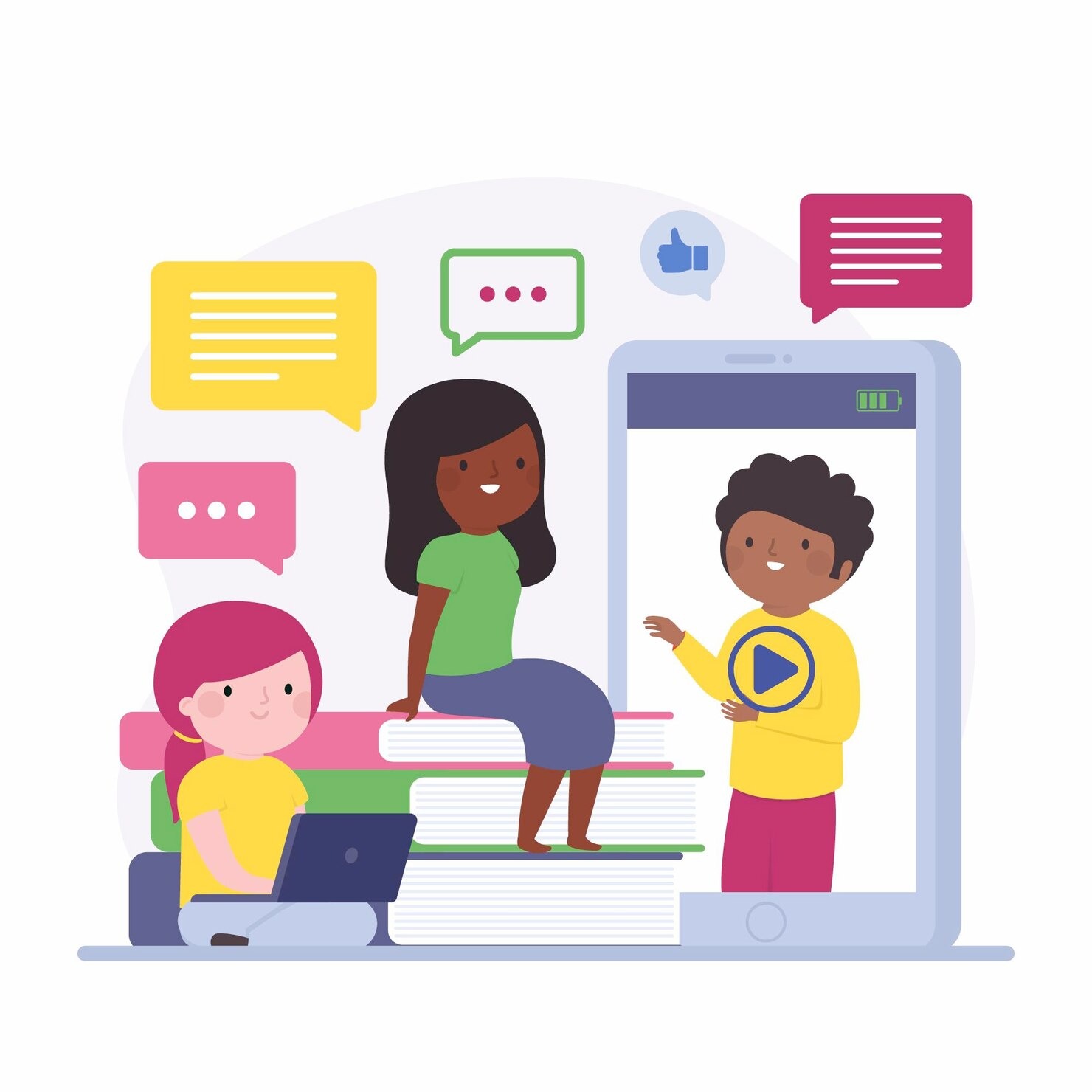 students being taught in online mode by the teacher