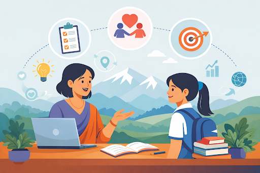 Teacher mentoring a student through personalised guidance