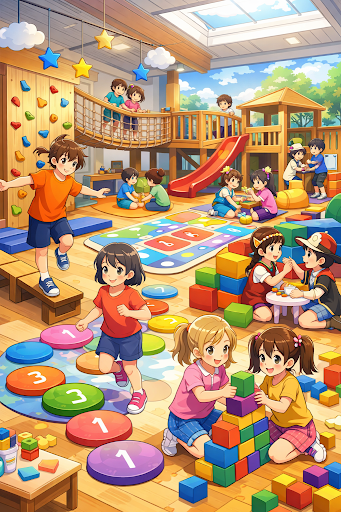Children learning through play in a classroom