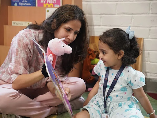 Teacher engaging a child during storytelling