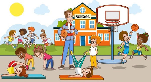 kids at school doing different extracurricular activities happily.