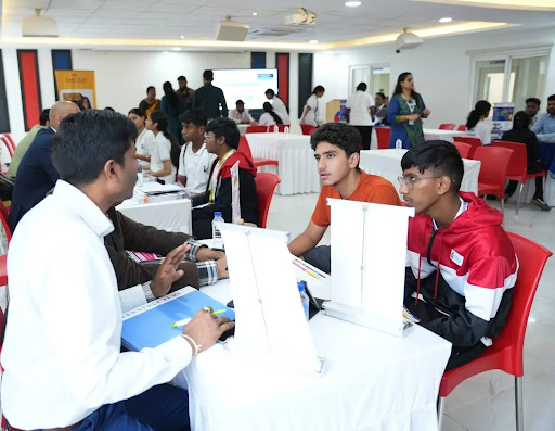 Students participating in scholarship assessment and interview process