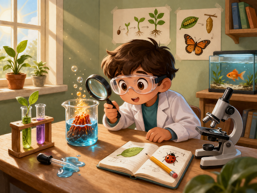 Child exploring science through hands-on experiment and observation