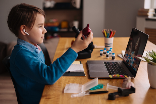 Child learning science through an online experiment