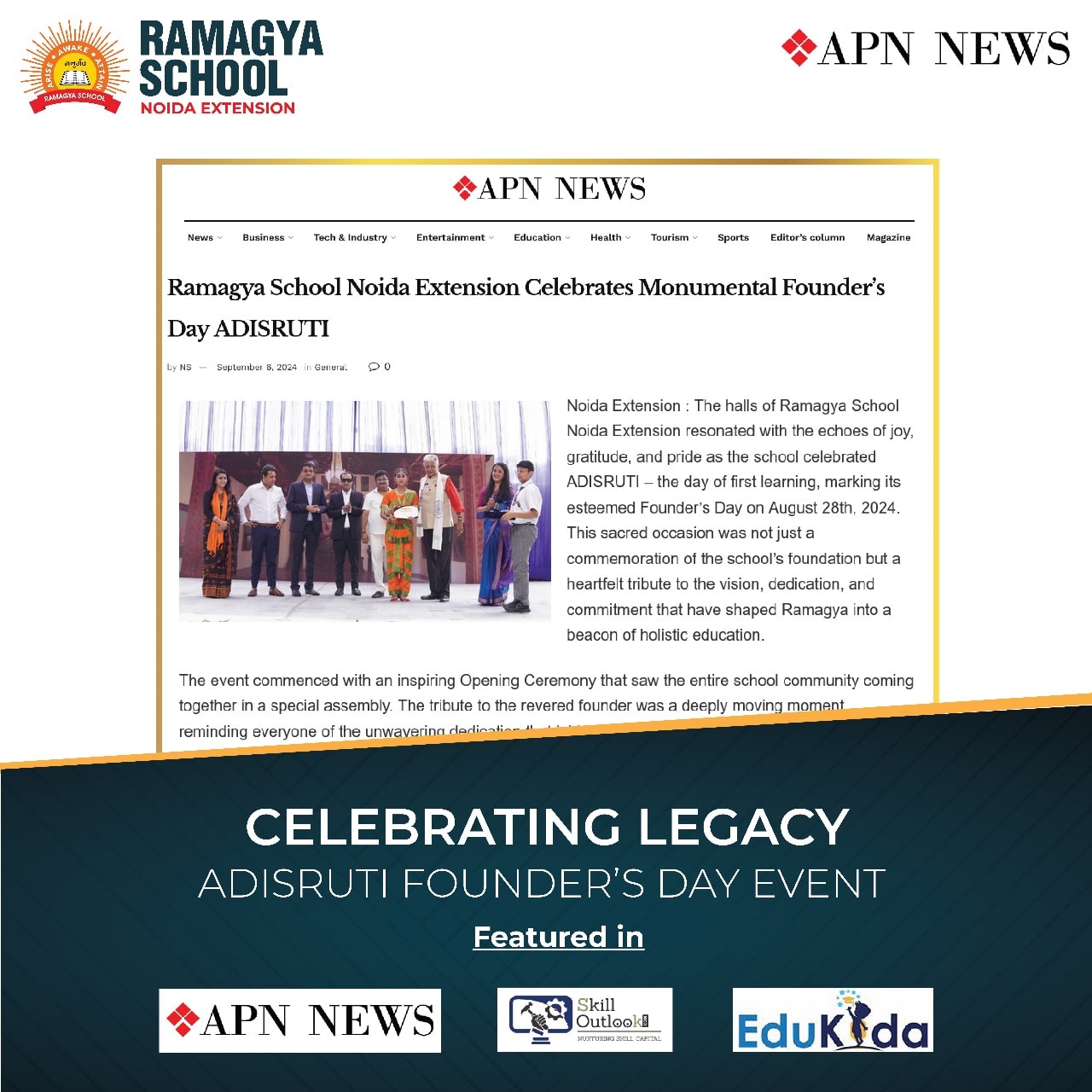 Adisruti Founder’S Day Event Shines In Apn News, Edukoda And Skill Outlook
