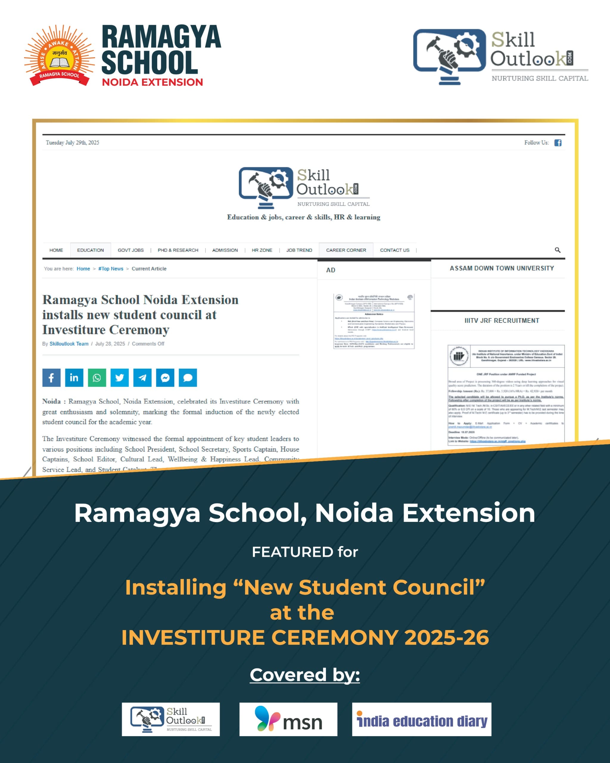 Ramagya School – Noida Extension Hosts Investiture Ceremony To Welcome New Student Council